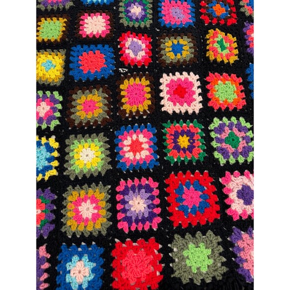 Crochet Granny Squares Bright Art Blanket Square Throw Bed Couch Sofa Hand Made - Picture 2 of 5